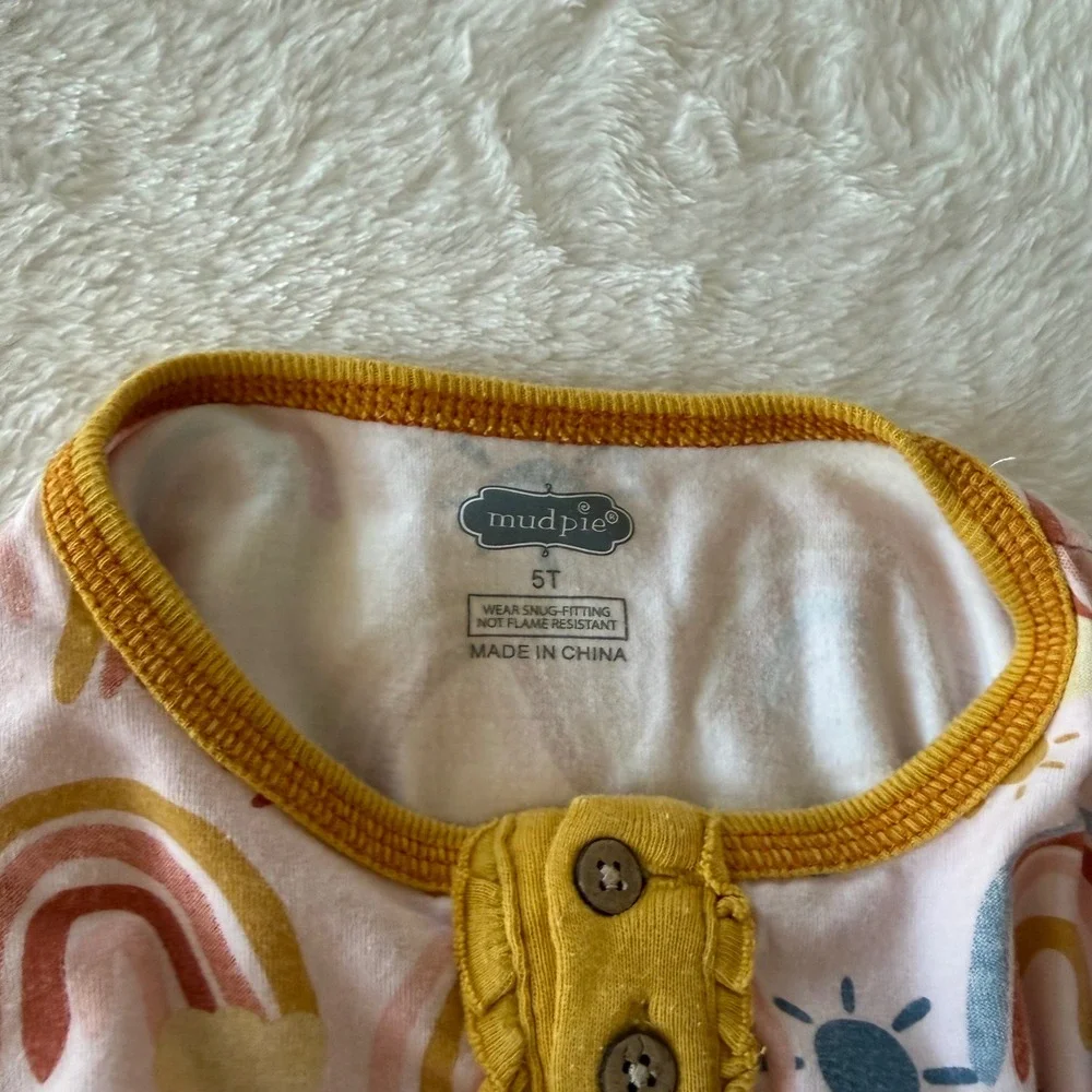 Kids Rainbow Sun Cloud‎ Pajamas Long Sleeve Henley Top Pants Set